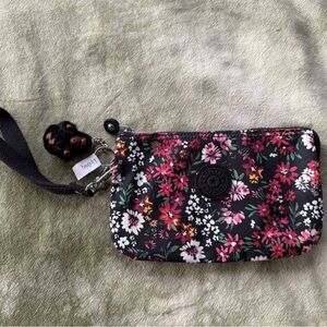 Kipling Floral Black and Pink Phone Pouch